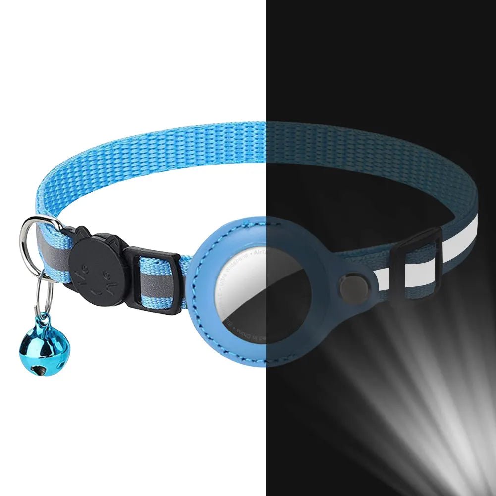 Reflective Cat Collar with Apple AirTag Holder Adjustable and Stylish Design for Kitten Safety - silverfoxgoods
